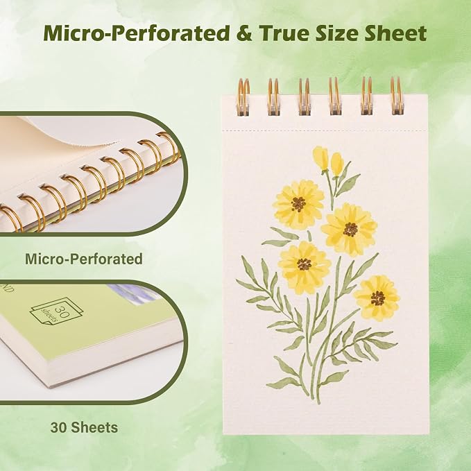 Qlmhudaim Watercolor Paper Pad 3.5x5.5 Inch | 30 Sheets | 140lb/300g Spiral-Bound Tear-Resistant No-Bleed, Artist-Grade Watercolor & Ink, Travel Sketchbook Adults Students Outdoor