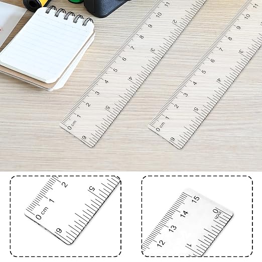 6 Inch Ruler Set 3 Pack Plastic Straight Rulers Transparent Measuring Tool for Student School Office Drawing with Inches and Clear Metric Measuring Small Ruler