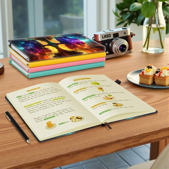 Hardcover Executive Notebooks, A5 PU Leather Lined Journal Notebook, 200 Pages Thick Paper Subject Notebooks for School,Work,Home Writing Business Notebook, Diary Book ，Galactic Glade Reflections