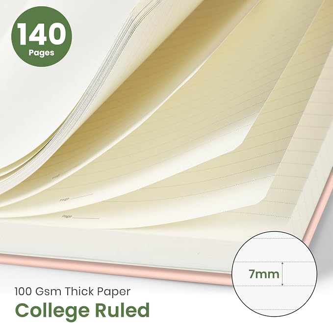 Taja Pretty Journal for Women, A5 Spiral Notebook, Hardcover College Ruled Journal, Notebook for Work, Journaling, Note Taking, 140 Pages, Creative Corner