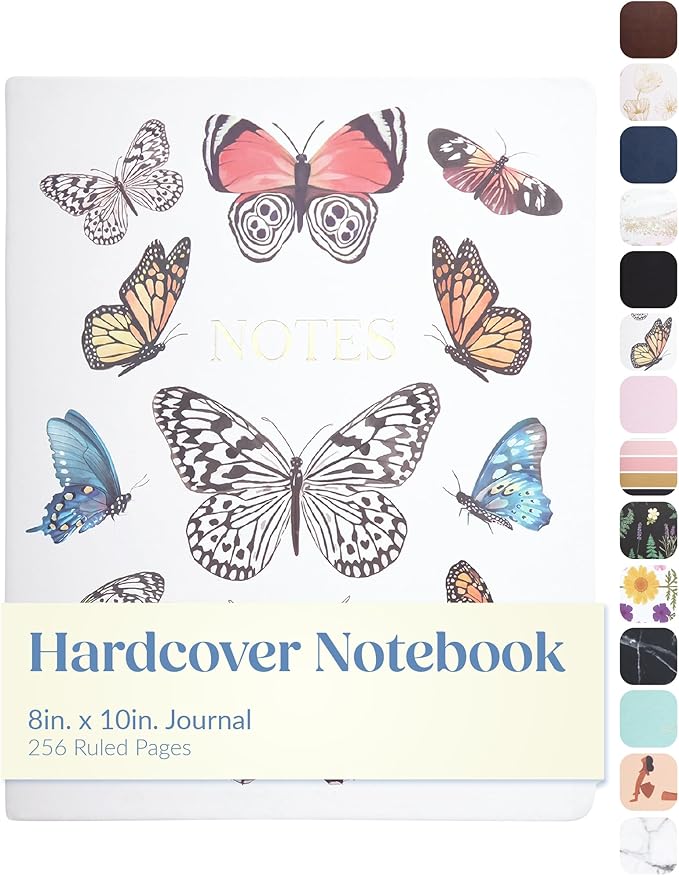 WORLD TRAVELER Large Lined Journal Notebook 256 Ruled White & Ivory Pages | Lay-Flat Binding, Gilded Page Edges Resist Wear, Reinforced Square Corners, Bleed-Resistant Smooth Paper