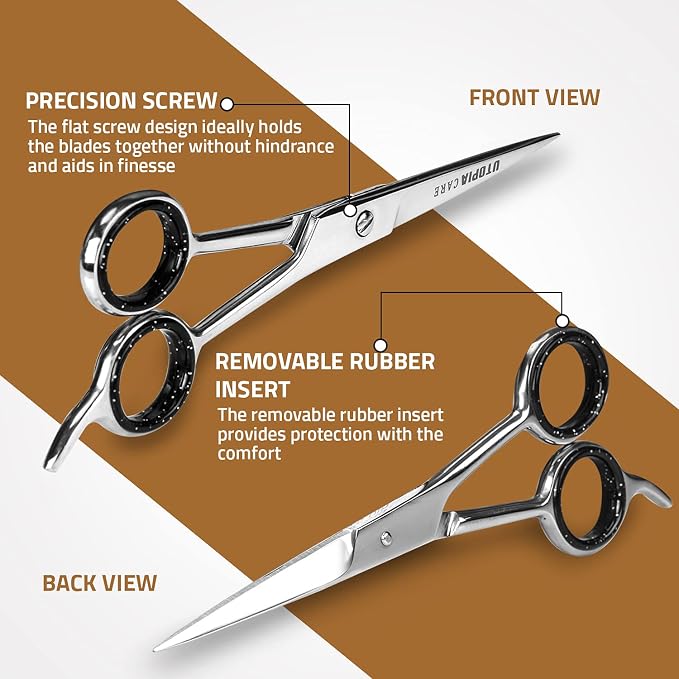 Utopia Care Hair Cutting and Hairdressing Scissors 3.5 Inch, Premium Stainless Steel shears with smooth Razor & Sharp Edge Blades, for Salons, Professional Barbers, Silver