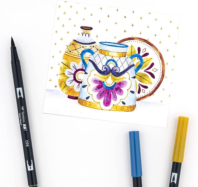 Tombow 56186 Dual Brush Pen Art Markers, Muted, 10-Pack. Blendable, Brush and Fine Tip Markers
