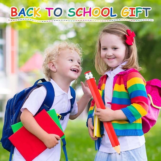 Back to School Gifts for Students 2 Pcs 16 Inch Giant Pencils Wooden Jumbo Pencils Prop Decor Funny with Cap Eraser Large Fun Novelty Gifts for Kids School Kindergarten Home Office(Red)