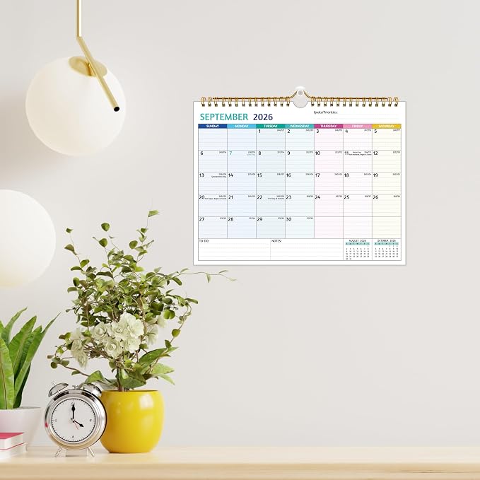 Wall Calendar 2026-2028 – Jul 2026 – Jun 2028, 2 Year Calendar 2026-2028, 11 x 8.5 In, 2026 Calendar 24 Months, Small Monthly Calendar with Ruled Blocks, Thick Paper, Holidays, To-dos ＆ Notes