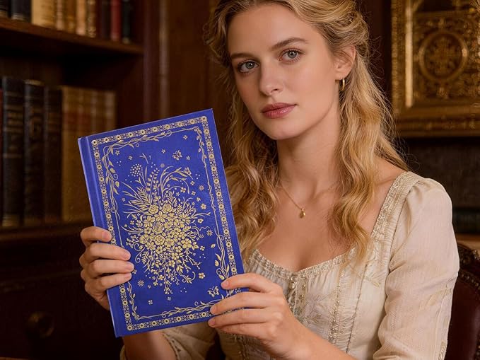 Hardcover Notebook Journal with 224 Pages, A5 Lined Journal for Smooth Writing, Aesthetic Royal Blue Baroque Floral Notebook Journal, Elegant Journal for Women & Men