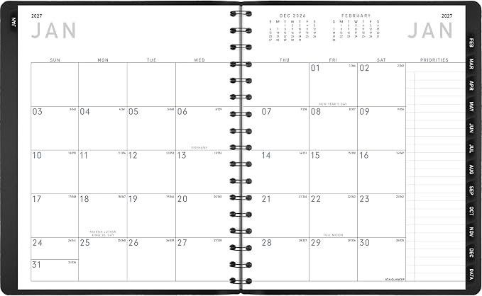 AT-A-GLANCE 2027 Planner, Weekly & Monthly, 7" x 8.75", Contemporary Lite, Black (70545X0527)