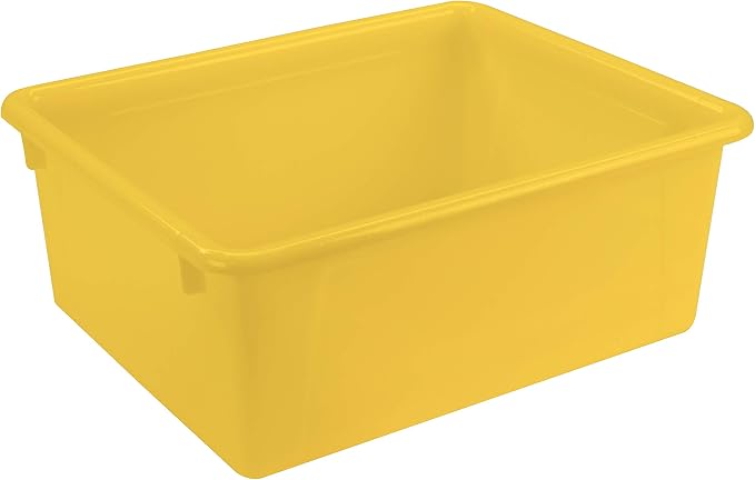 Storex Letter Size Deep Storage Tray – Organizer Bin for Classroom, Office and Home, Yellow, 5-Pack (62526A05C)
