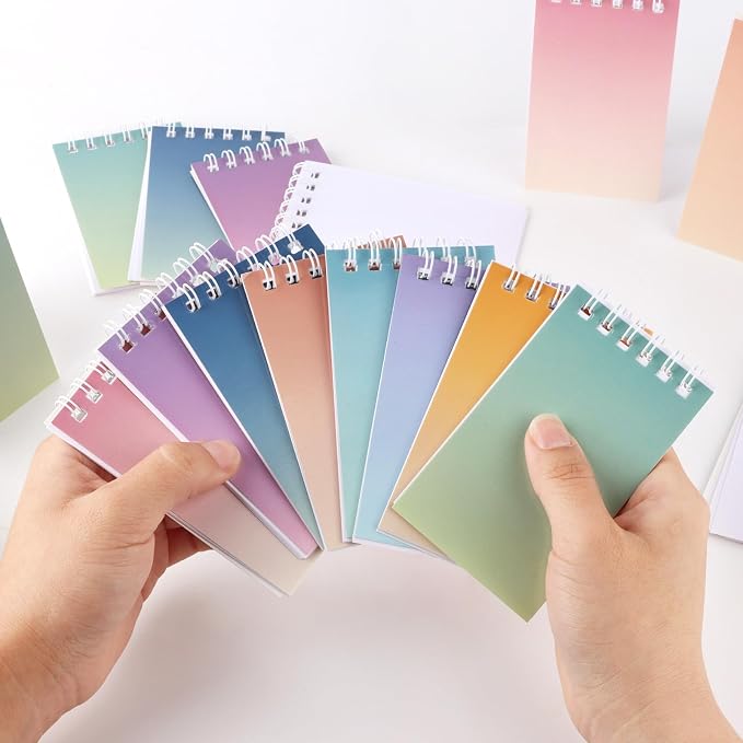 Hooqict 24 Pack Pocket Notebook Mini Notebooks Party Favors Small Spiral Notepads Mini Journal Bulk Pocket Notepad Memo Writing Pads for Classroom School Office Supplies, 3.9 x 2.4 Inches