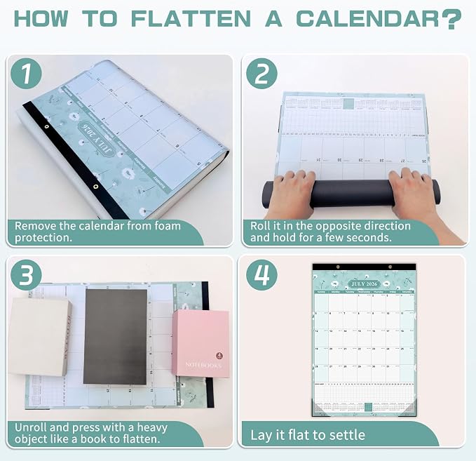 Large Wall Calendar 2026-2027, 18-Month Wall Calendar from July 2026 to December 2027, 15" x 22" 2026 Wall Calendar with Spacious Blocks, Julian Dates, Habit Tracker & Full-Year Reference for Home Office School Floral