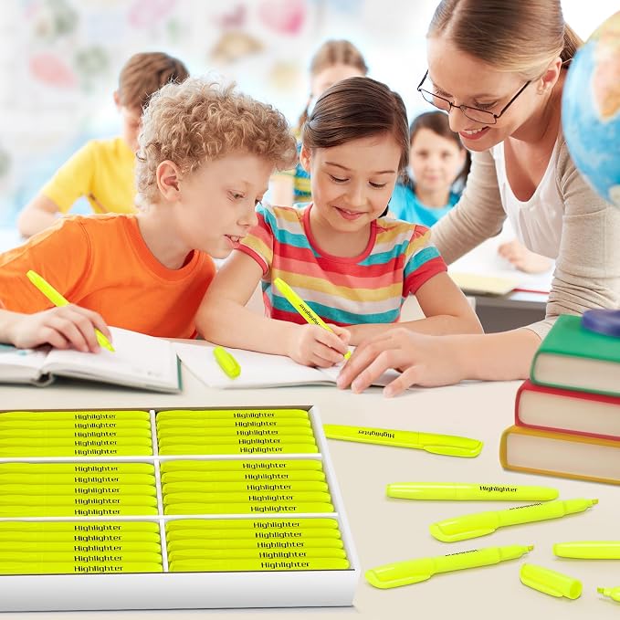 Duchong 108 Yellow Highlighters Bulk, Chisel Tip Highlighter Markers, Dry Quickly Highlighter Bright Colors, Office Classroom Must Have, Back to School Supplies for Teachers(Yellow)