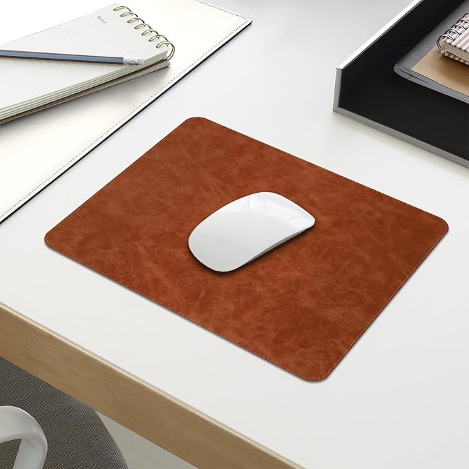 Mouse pad, Non-Slip Washable Waterproof Computer Mouse mat Thick for Laptop Wireless Mouse Home Office Travel, Portable 9.8"x 8.3" S Brown