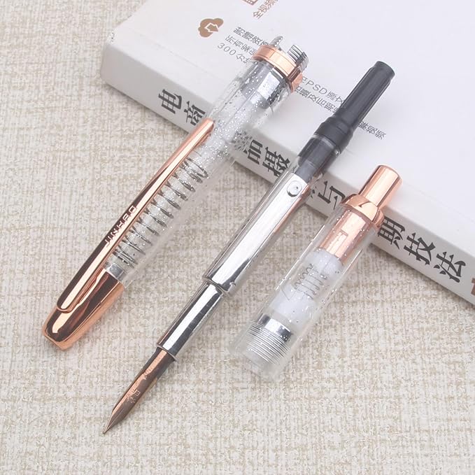 JINHAO 20 Pink Red Gold Clip Resin Press Fountain Pen F Ink Pen with Converter School Supplies Stationery