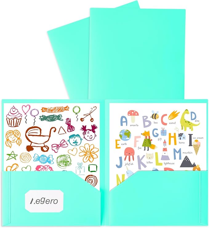 Aegero Plastic Folders with Pockets (7 Pack, Sweet Colors), Durable Heavy Duty File Folders with Business Card Slot, 2-Pocket Folder for Schoolwork & Office,Letter Size