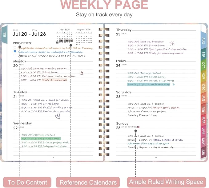 Planner 2026-2027, Weekly and Monthly Academic Planner, July 2026 - June 2027, Hardcover Calendar Agenda Book for School Year Planning, School Supplies for Teacher and Student, Letter Size(8.5'' x 11'')