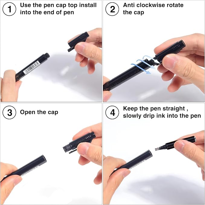 SAYEEC Calligraphy Brush Pens, Refillable Hand Lettering Pen, Black Ink Calligraphy Brush Markers Set for Writing Journaling Sketching Art Drawing Illustration Scrapbooking (4 Size, 6 Pack)