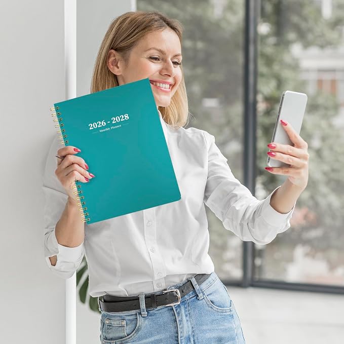 Monthly Planner 2026-2028,2 Year Monthly Calendar Planner,JUL 2026-JUN 2028 | A4(8.5" x 11"),24 Months Planner with Tabs, Spiral Bound, PVC Cover, Inner Pocket for Student, Teacher, School and Office Use