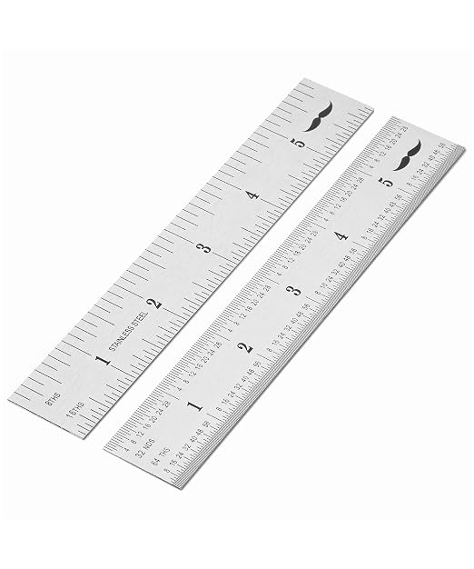 Mr. Pen- Machinist Ruler, 6 Inch, 2 Pack, Stainless Steel Imperial | Precision Measuring Tool, 1/8", 1/16", 1/32", 1/64" Graduation for Engineering, Carpentry, Drafting, Office, School