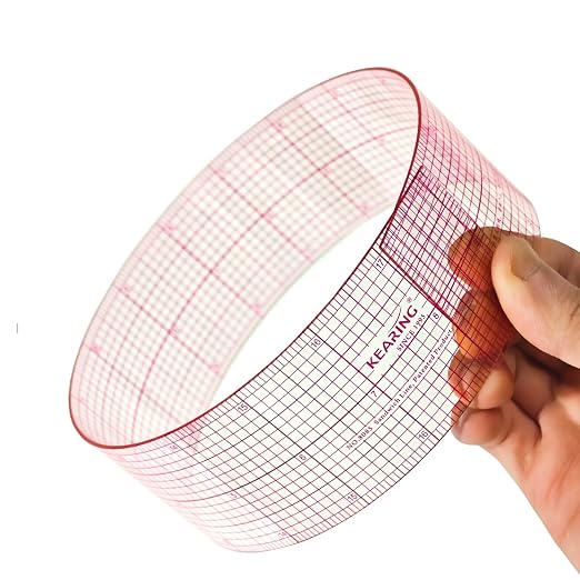 KEARING 2"x18" Clear Sewing Graph Ruler - Plastic Pattern Grading Ruler | Flexible 1.2mm clear plastic 18" grid ruler for fashion design. Sandwich line markings never rub off for sewing