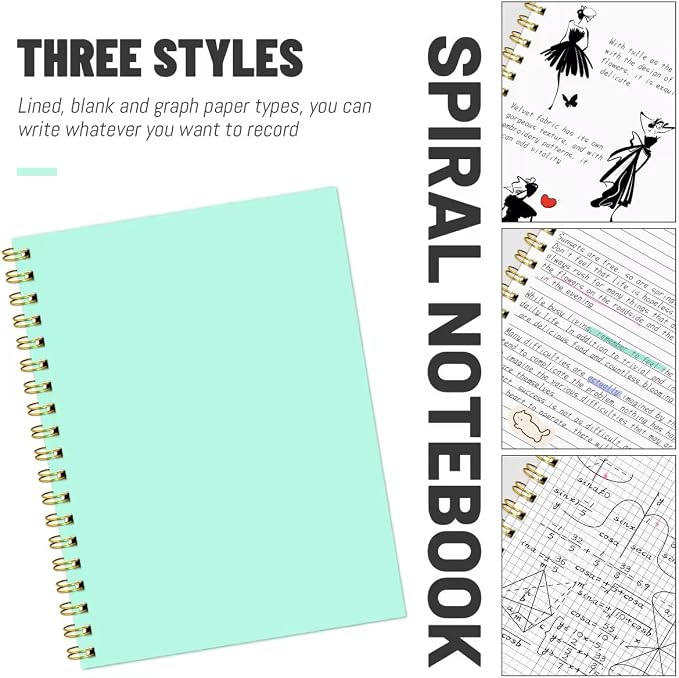 Blank Spiral Notebook B5 Mint Green Hardcover Sketch Book -7.48" X 10.18" 4 Pack unlined Journal for Drawing,160 Pages 100GSM Thick Paper for Note Taking School Office