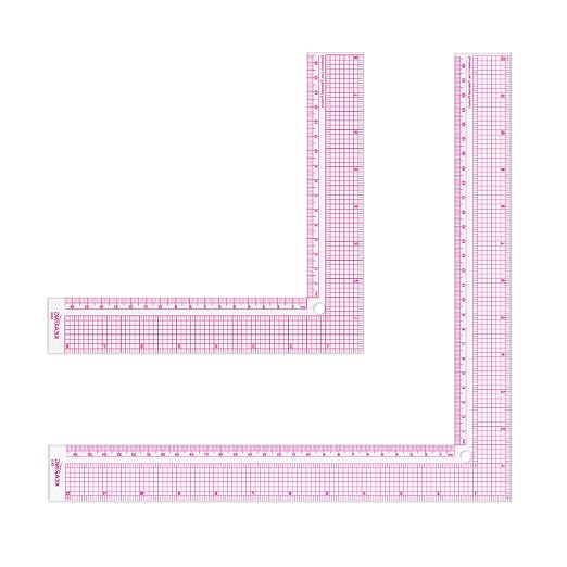 KEARING 8" & 12" Clear Plastic L-Square Ruler Set - 2PCS Sewing L-Square | Clear L-shaped right angle rulers for dressmaking. Non-rub sandwich line scale for sewing patterns & quilting. 2-piece set.