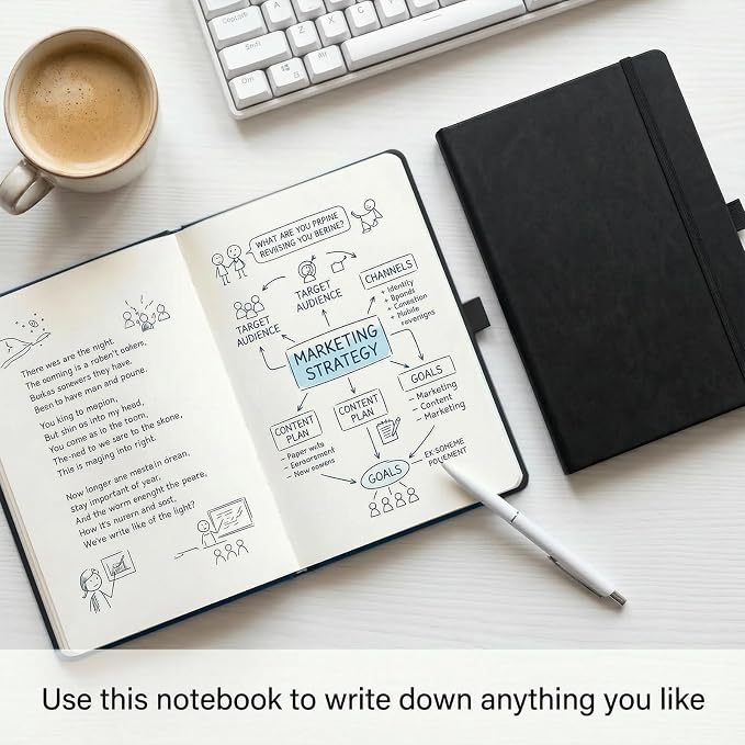 36 Pack Pu Leather Lined Journal Notebooks, A5 Executive Notebooks Bulk, 5.5 x 8.3 Inch Hardcover Notepad for Business Office School (black)