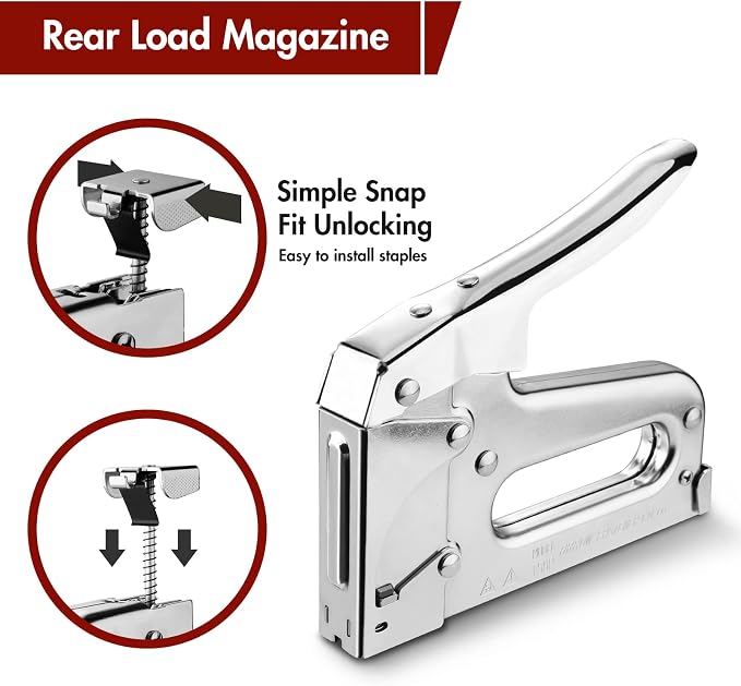 Arrow T50 Heavy-Duty Staple Gun, Manual Stapler | Chrome Steel, For Upholstery, Wood, Crafts, DIY and Professional Uses, Fits T50 1/4", 5/16", 3/8", 1/2" & 9/16" Staples