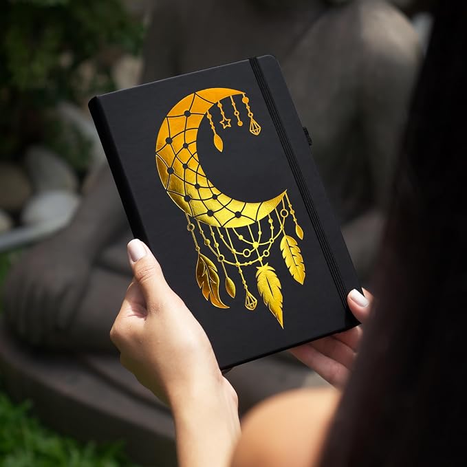Veway Moon Dream Catcher Journal and Pen Gift Set - Vegan Leather Journal with Pen - Professional Diary for Women or Men - A5 Hardcover Fancy Notebook Gift Set - Index & 224 Lined Pages