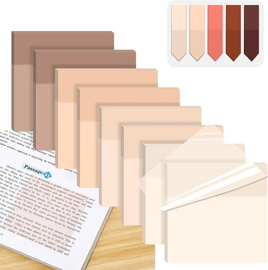 BAYTORY 500 Sheets Transparent Sticky Notes, 3 x 3 Inch Colored Memo Pads | Self-Stick Notes, Waterproof See Through, for Office & School Study Supplies