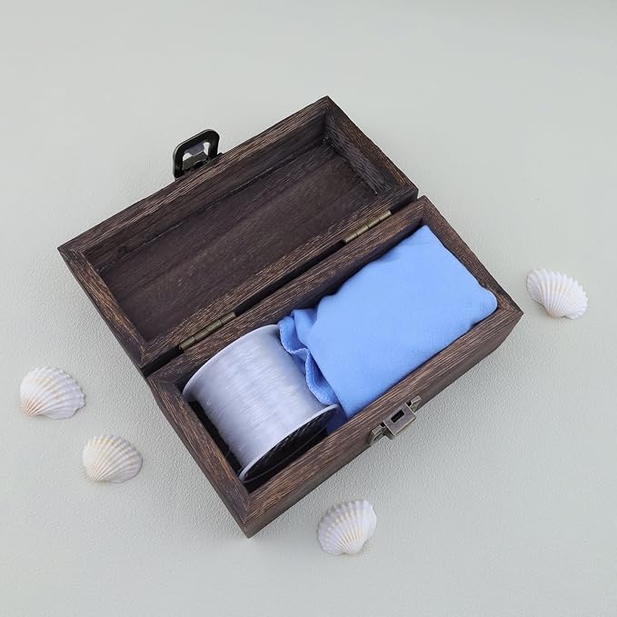 Antique Wooden Box with Hinged Lid and Lock Rectangle Wooden Storage Box Decorative Wood Box for Crafts, Hobbies, Gifts, and Jewelry Box（1 Floor）