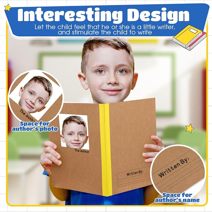 Henoyso 5 Pack Primary Composition Notebook, 9-3/4" x 7-1/2", Kids Primary Journal, K-2 Writing Notebook for Kids Student Draw Write Story Journal Half Blank Books(Bright Color)