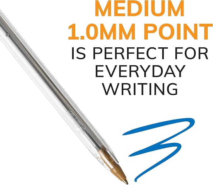 BIC Cristal Xtra Smooth Blue Ballpoint Pens, Medium Point (1.0 mm), School Supplies for Students and Teachers, 24-Count Pack in Blue