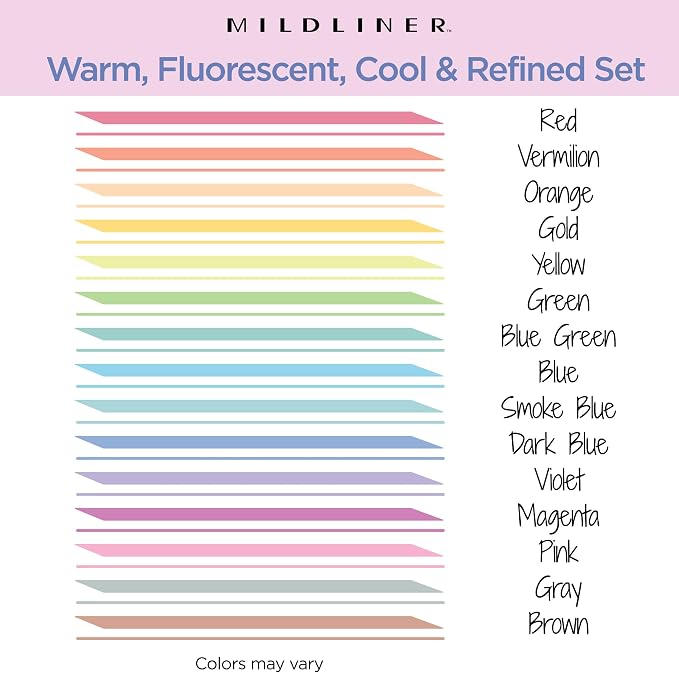 Zebra Pen Mildliner Dual-Tip Highlighter Marker Set, Broad and Fine Point Tips, No Bleed, Ideal for Bible Highlighting, Journaling, School and Office Supplies, Assorted Ink Colors, 25-Pack (78525)