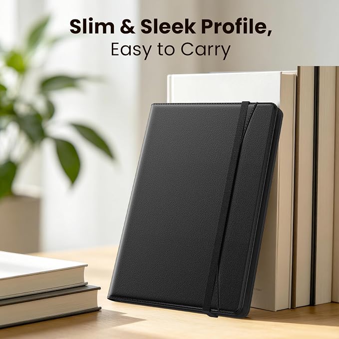 MoKo for Universal 10.1 inch Android Tablet Case with Pen Holder, Black | Slim 360 Degree Rotating Protective 10 inch Tablet Case Cover, Multi-Angle Stand, Front Pocket, for All 9.6-11 inch Tablets