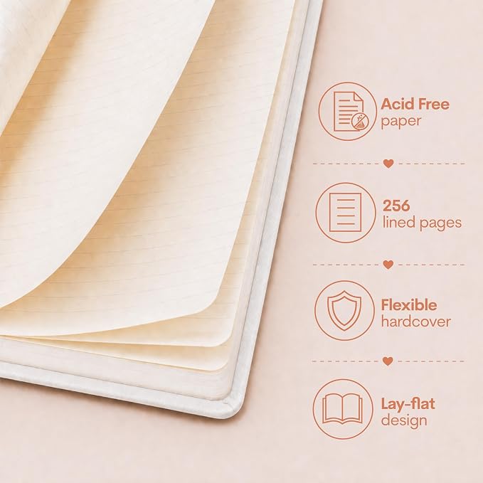 WORLD TRAVELER Eccolo A5 Hardbound Journal Notebook 256 Ivory Lined Pages | Sturdy Flexible Hardcover, 80GSM Acid-Free Ivory Pages, Smyth-Sewn Lay-Flat Binding, Ribbon Bookmark