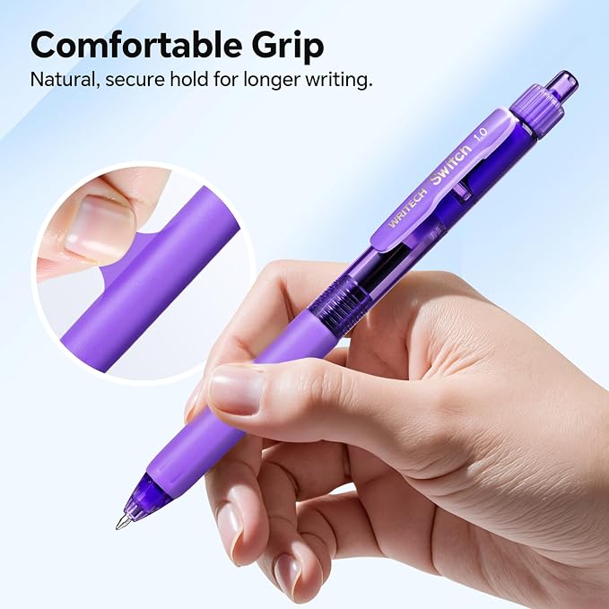 WRITECH Colored Gel Pens 1.0mm: Switch Silent Click Mode for Quiet or Click Feedback Smooth Writing Quick Dry Ink Bold Point for Note Taking Color Coding Journaling School Office Study.