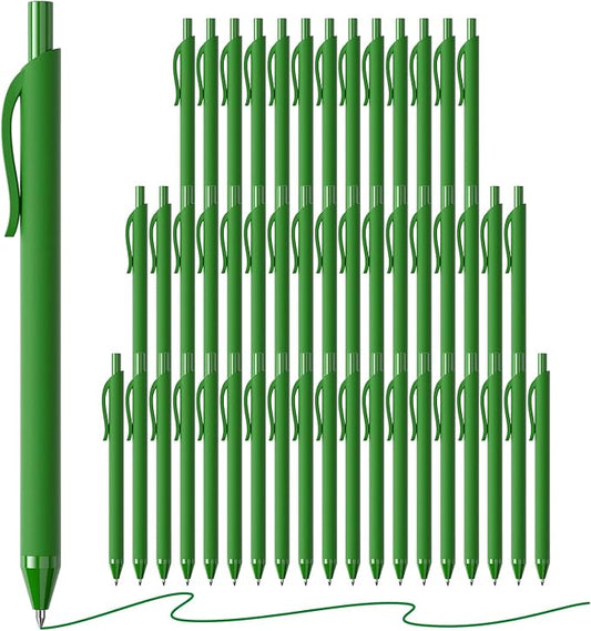 50 Pack Green Ink Pens - Bulk Pens, 1.0MM Medium Point Ballpoint Pens, Smooth Writing No Bleed Retractable Ball Point Pen (Green)
