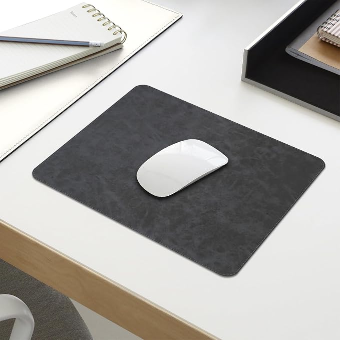 Mouse pad, Non-Slip Washable Waterproof Computer Mouse mat Thick for Laptop Wireless Mouse Home Office Travel, Portable 9.8"x 8.3" S Dark Grey