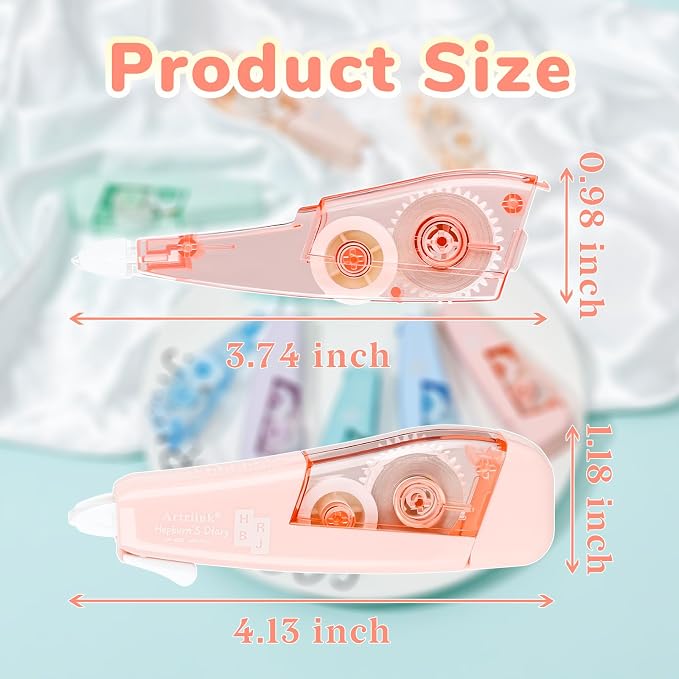 Temiary 3 Pcs Correction Tapes with 3 Pcs Refills, White Wrong Out Tape | Aesthetic White Pull Out Tape, Easy Grip & Carry, Works with Multiple Pens, Smooth for School & Office Workers (Morandi)