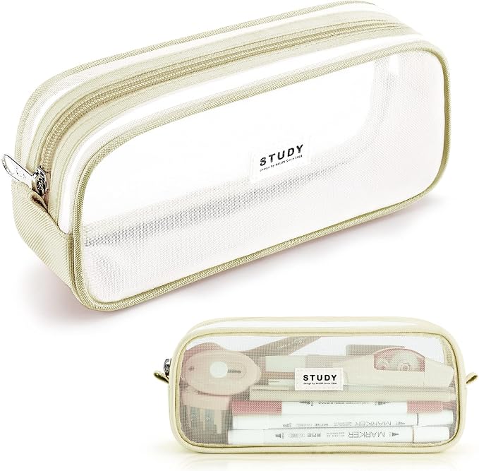 KALIDI Grid Mesh Pencil Case Large Capacity Pencil Case Big Pencil Pouch With Zipper Simple Stationery Bag Pen Bag for School Teen Girl Boy Aesthetic Multi-Purpose bag for office Men Women