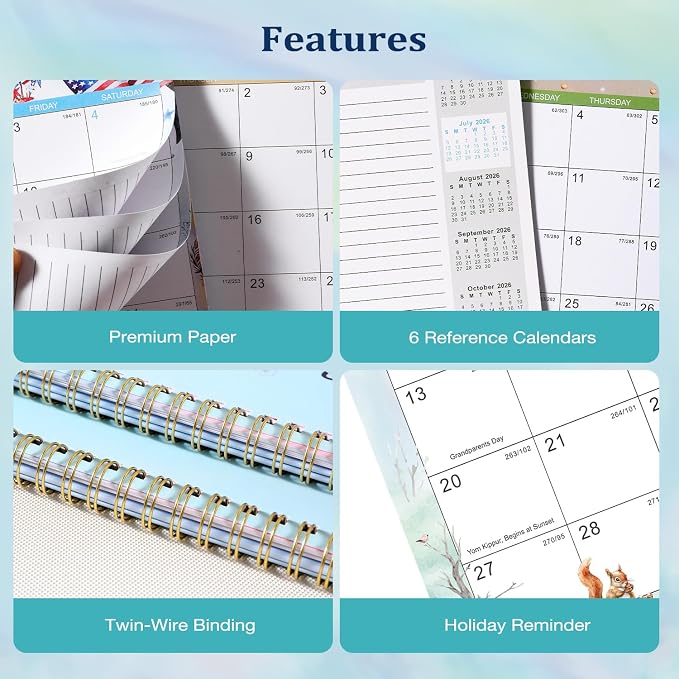 Desk Calendar 2026-2027 - Standing Flip Desktop Calendar 2026-2027 from July 2026 to December 2027, 18 Month, 9.8" x 8.3" Desktop Calendar for Office School Home, Animal & Seasonal Watercolor