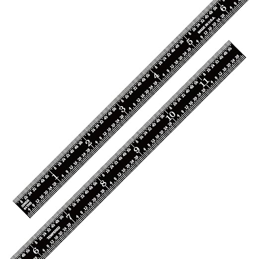 PEC Tools 12"/300mm Flexible Metal Ruler, Stainless Steel Machinist Rule with Black Chrome Finish, High Contrast, English & Metric Graduation (1/32", 1/64", 0.5mm, 1.0mm), Easy to Read, Made in USA