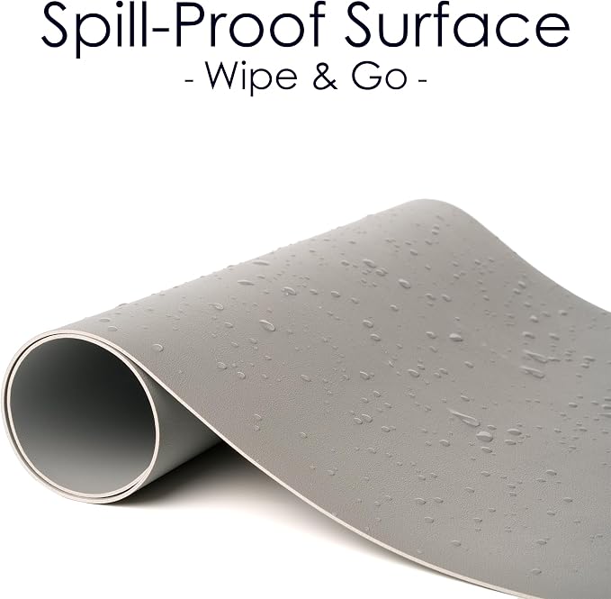 Leather Desk Pad Protector, Waterproof Mouse Pad, PU Desk Mat, Office Desk Cover, Desk Writing Mat for Office/Home/Work/Cubicle (Gray/Silver) 31.5x15.7 in