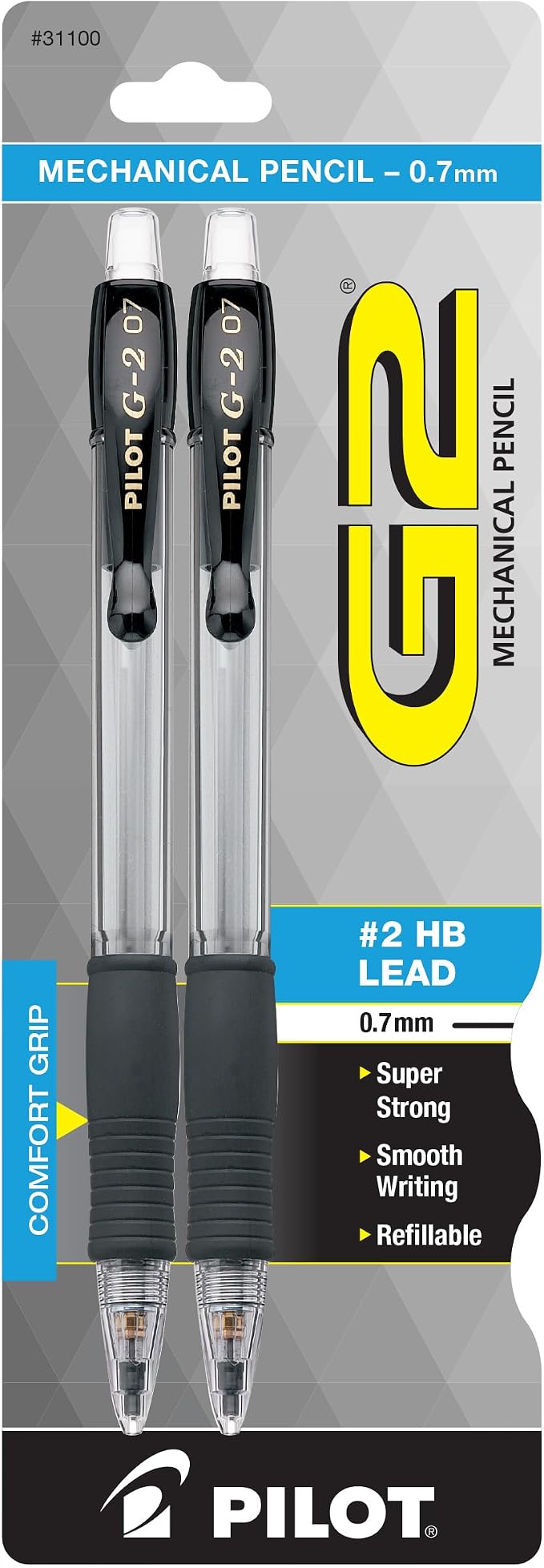 Pilot, G2 Mechanical Pencils, 0.7mm HB Lead, Black Accents, Pack of 1