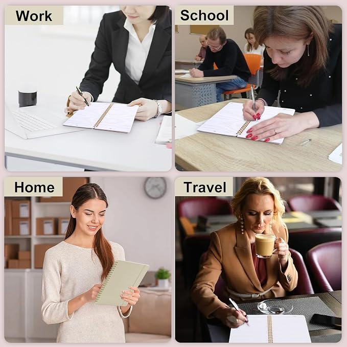 Utron Spiral Notebook For Women & Men, 2PCS Spiral Journal Notebooks, 5.9 x 8.3” College Ruled Notebook For Work Notes, Journal Writing, And Daily Life Entries (Beige)