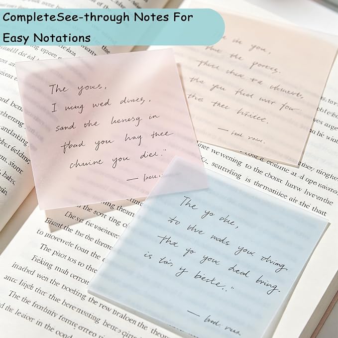 Sticky Notes, Sticky Notes 3x3 12 Pads 6 Pastel Colors Transparent Self-Stick Stickies Clear Aesthetic Bible Annotation Note Pads 50 Sheets Teacher Back to School Supplies and Oﬃce Products
