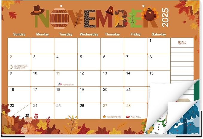 GuassLee Desk Calendar 2026 - Colorful Desk Calendar from Sep. 2025-Mar. 2027, 17 x 11.5 inches, 19 Monthly Calendar with Hanging Rope, Notes and Large Ruled Blocks for Home School Office