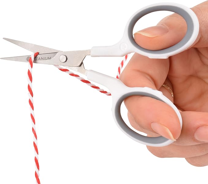 Westcott 16380-001 4" Curved Blade Titanium Embroidery Scissors for Crafting, White/Gray (Pack of 2)