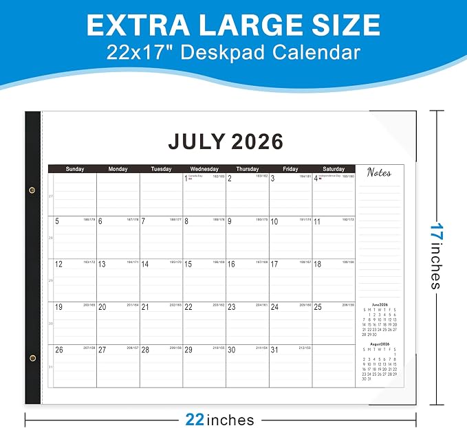 Desk calendar 2026-2027 22"x17" Desk Top Calendar with plastic cover