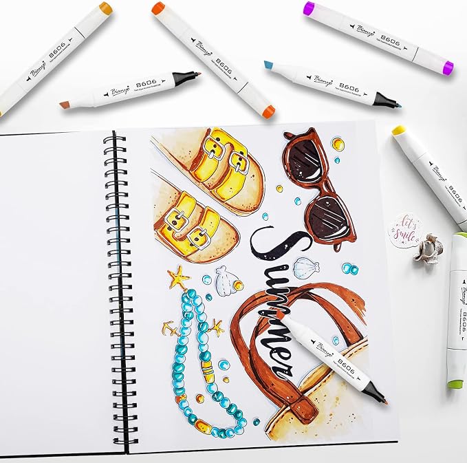 Bianyo Mixed Media Paper Pad, A4 (8.26" X 11.69"), 60 Sheets/Each, 123 LB/200 GSM, Pack of 1 Pad, Spiral-Bound Pad, Ideal for Wet & Dry Media Like Art Marker, Watercolor, Acrylic, Pastel, Pencil